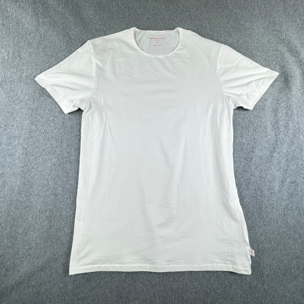 Derek Rose London T Shirt Mens XL White Stretch Jersey Crew Neck Stretch Soft